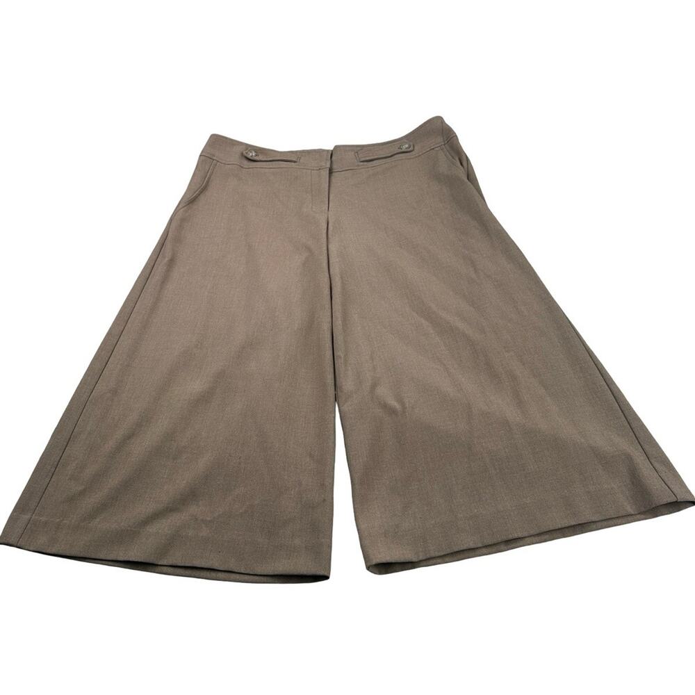 Cache Wide Leg Culotte Pants Womens 12 Taupe Brown Mid Rise Gaucho Career
